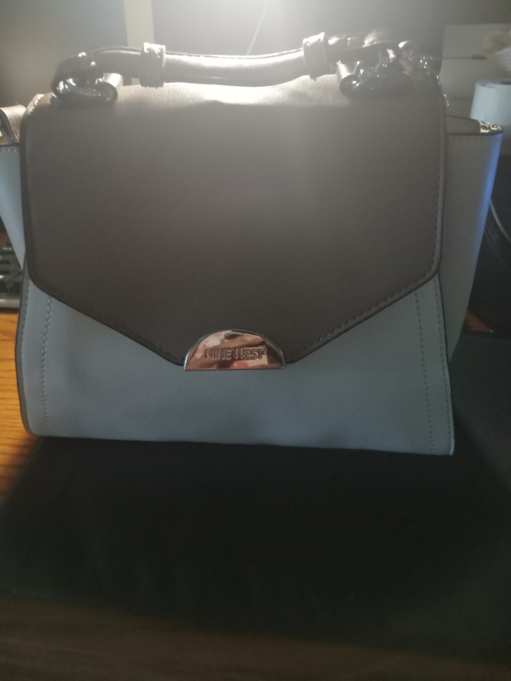 Nine West Two-Tone Satchel in Light Blue and Black